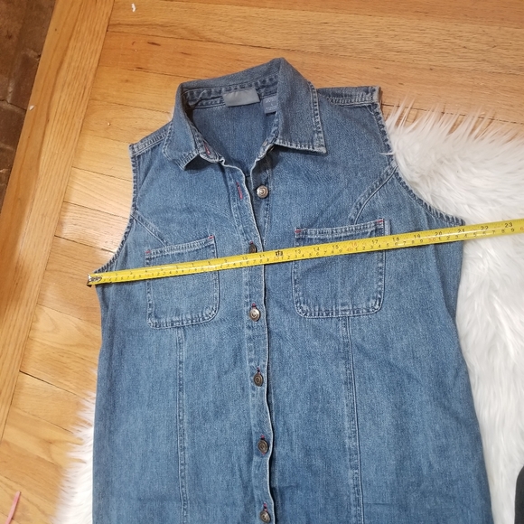 BLASSPORT Vintage Sleeveless Jeans Dress With Buttons on the Front Size L. - Picture 13 of 15
